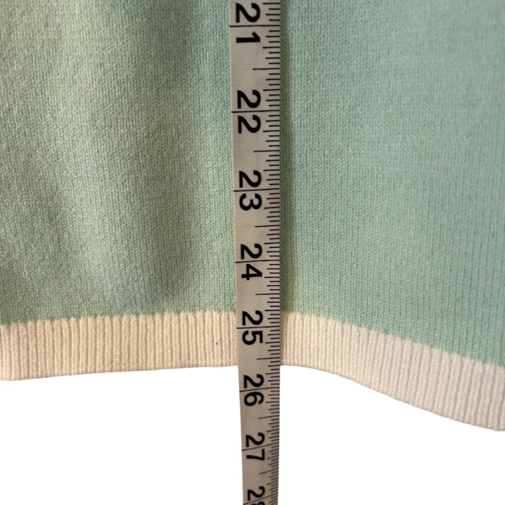 Mint Green Ann Taylor Designer Knit Sweater Top Shirt Gold Buttons Womens Medium - Picture 4 of 4